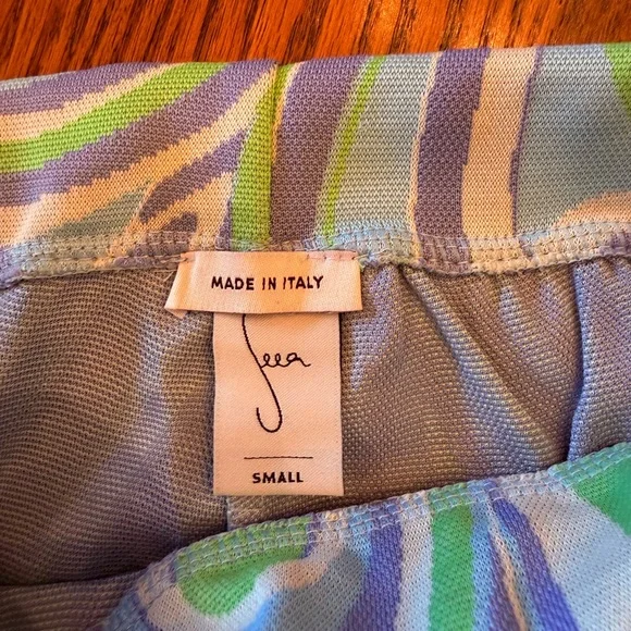 Seea Tessa Vibrant Blue and Green Cropped Pants - Picture 4 of 4